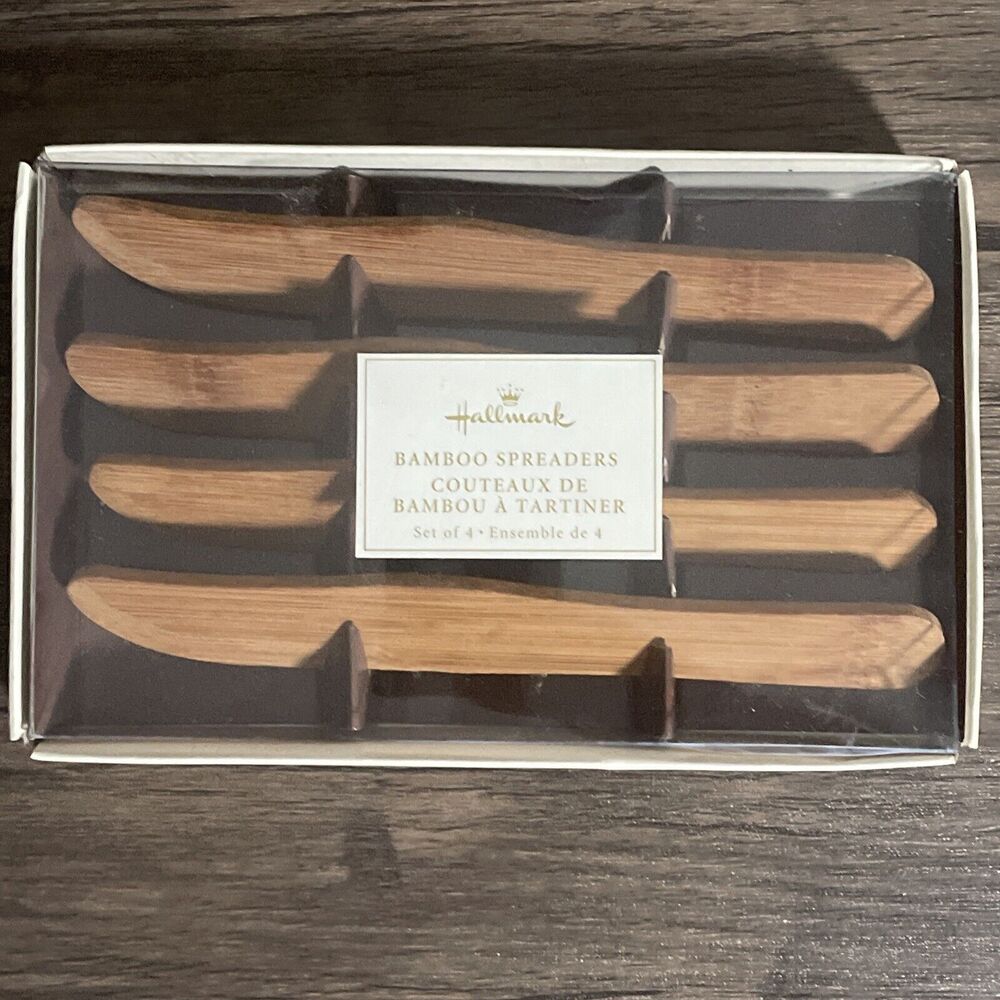 Vintage New Hallmark Bamboo Spreaders Set of 4 Housewares Natural Wood Eco